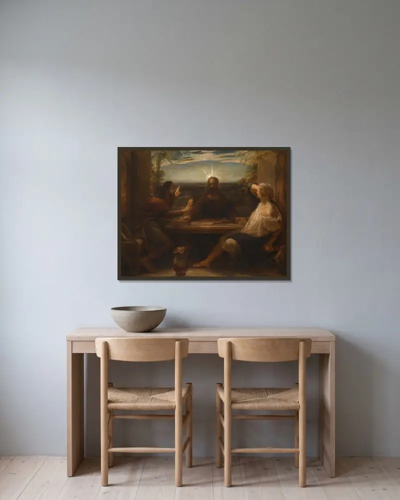 Måltiden i Emmaus av John Linnell inramad på en vägg