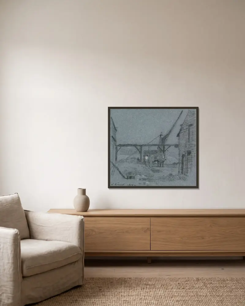 Getreideentladung von John Linnell gerahmt an einer Wand