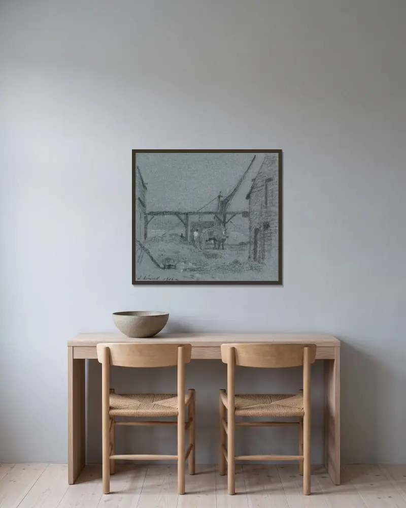 Getreideentladung von John Linnell gerahmt an einer Wand