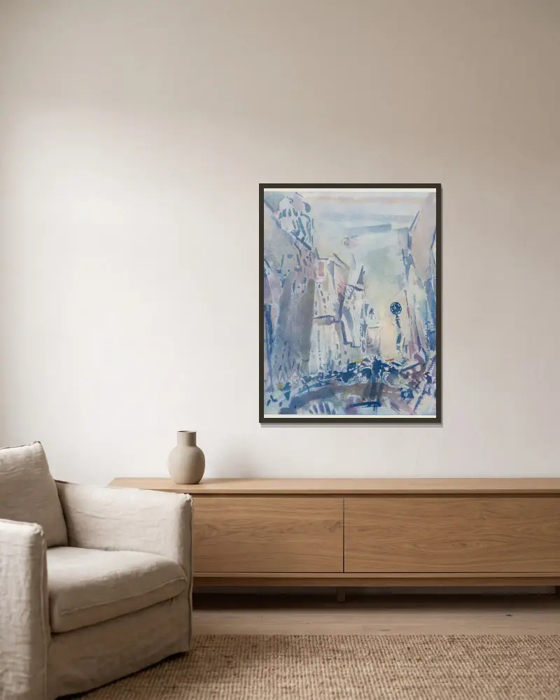 Fifth avenue – as it looks to a leader of the post-impressionists av John Marin inramad på en vägg