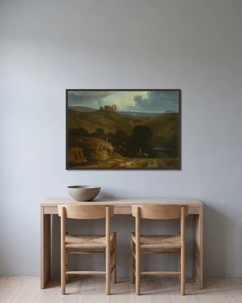 Pejzaż z zamkiem, John Martin w ramie na ścianie