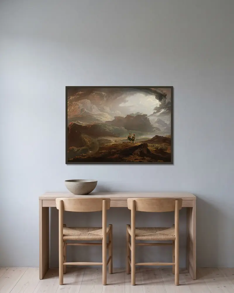 Macbeth av John Martin inramad på en vägg