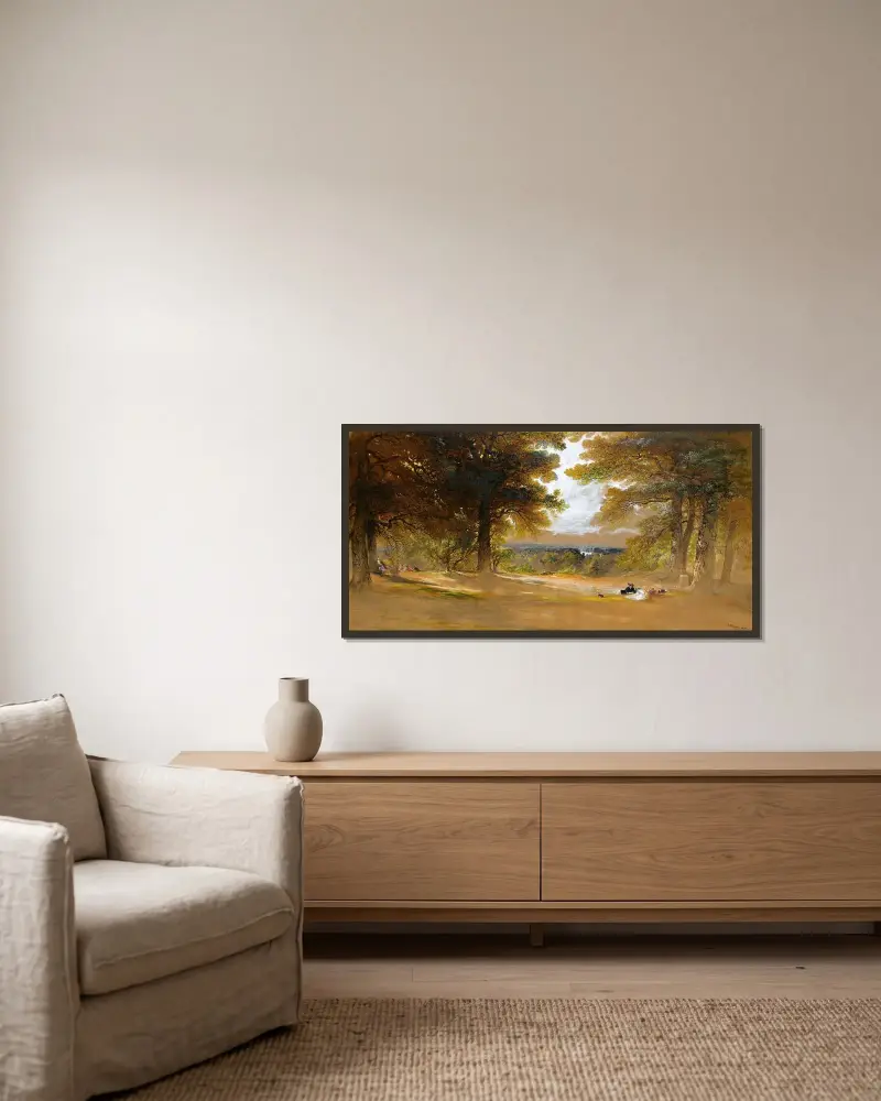 Richmond Park, London av John Martin inramad på en vägg
