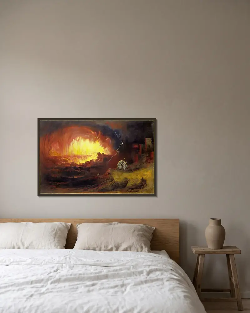 Sodom och Gomorra av John Martin inramad på en vägg