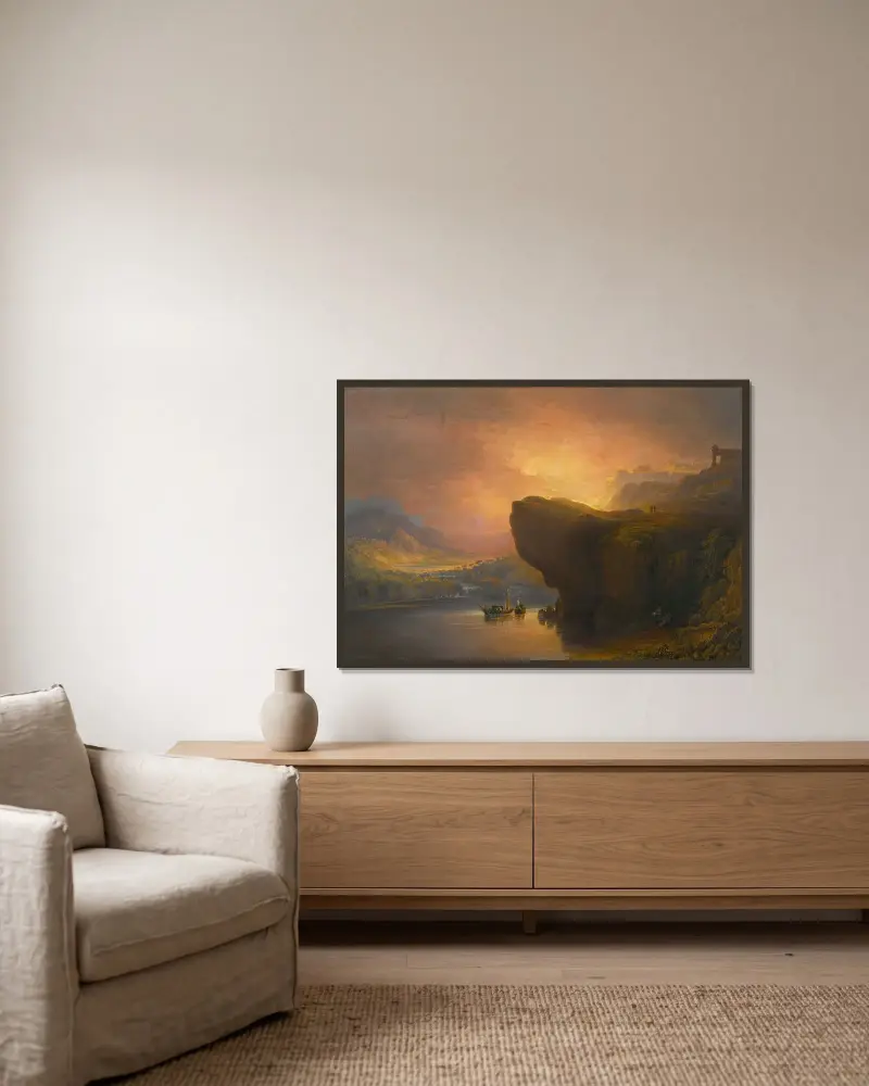 Die Stadt Gottes und die Wasser des Lebens von John Martin gerahmt an einer Wand