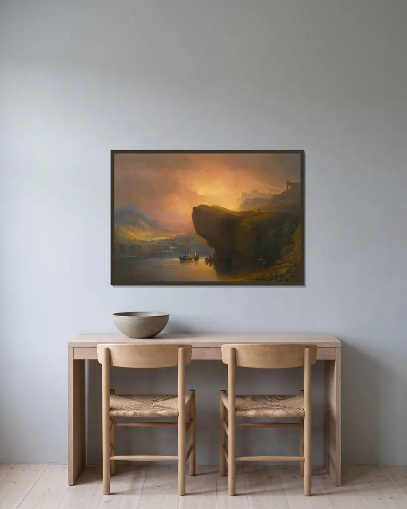 Die Stadt Gottes und die Wasser des Lebens von John Martin gerahmt an einer Wand