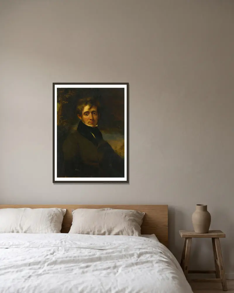Portrait Of A Man, Said To Be The Poet Thomas Moore av John Opie inramad på en vägg
