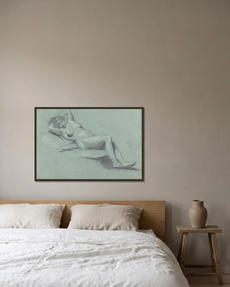 Reclining Female Nude av John Opie inramad på en vägg
