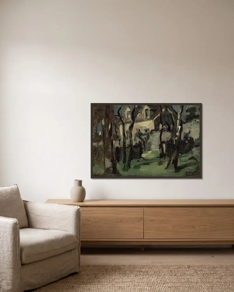Chata v Corstorphine, Samuel John Peploe v rámu na stěně
