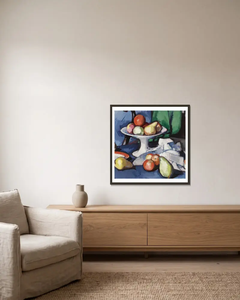 Still Life Of Fruit av Samuel John Peploe inramad på en vägg