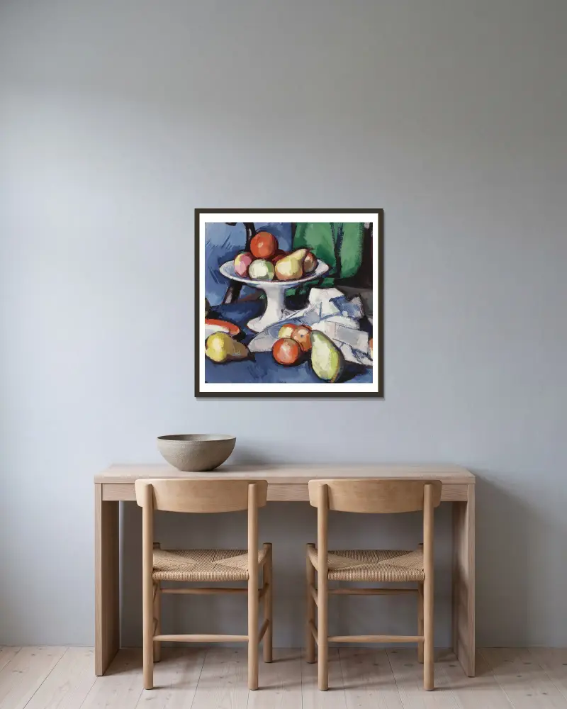 Still Life Of Fruit av Samuel John Peploe inramad på en vägg