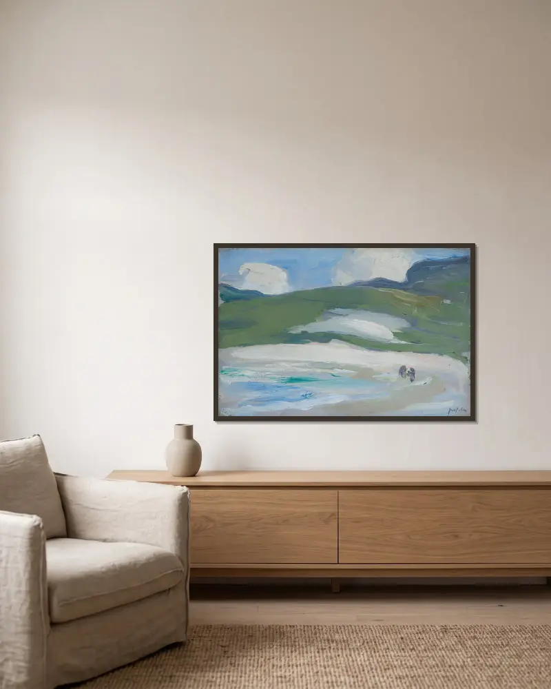 The Sands, Barra av Samuel John Peploe inramad på en vägg