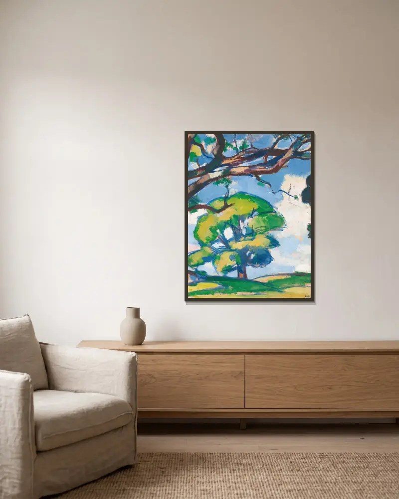 Bäume, Douglas Hall von Samuel John Peploe gerahmt an einer Wand