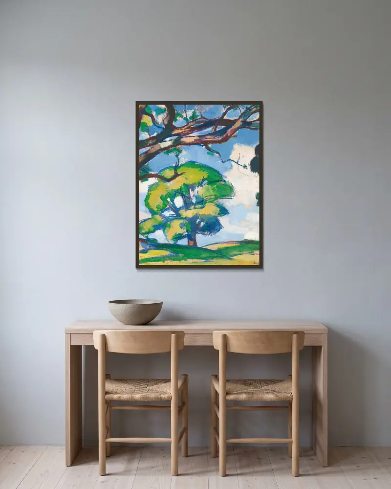 Bäume, Douglas Hall von Samuel John Peploe gerahmt an einer Wand