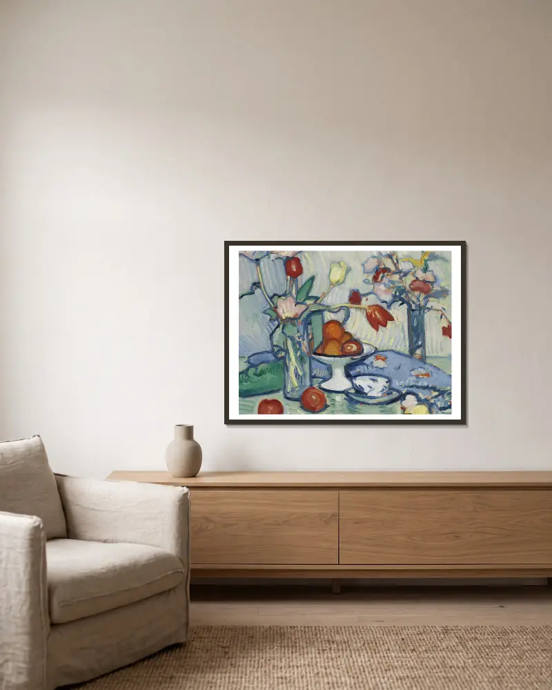 Tulpen von Samuel John Peploe gerahmt an einer Wand
