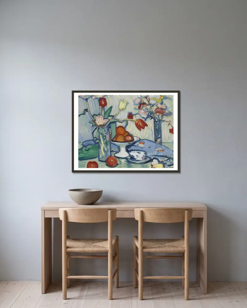 Tulpen von Samuel John Peploe gerahmt an einer Wand