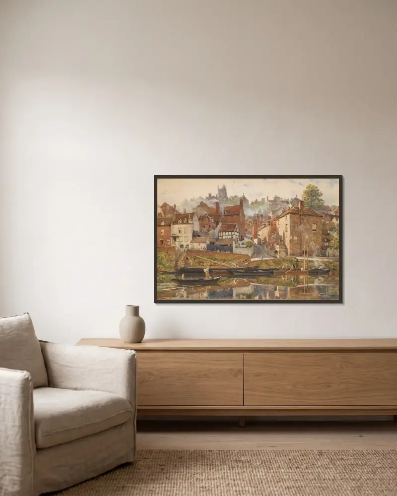 By Severnside, Bridgnorth av Edward John Poynter inramad på en vägg