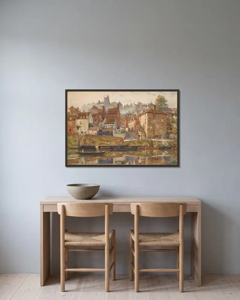 By Severnside, Bridgnorth av Edward John Poynter inramad på en vägg
