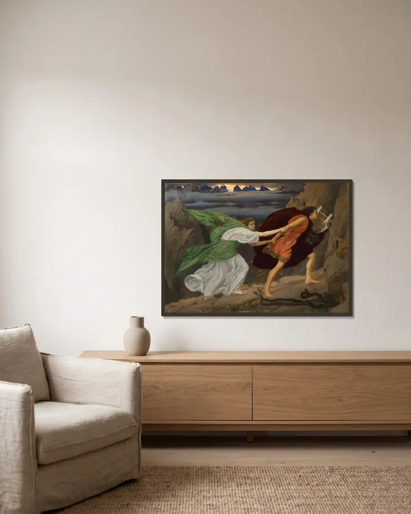 Orpheus und Eurydike von Edward John Poynter gerahmt an einer Wand