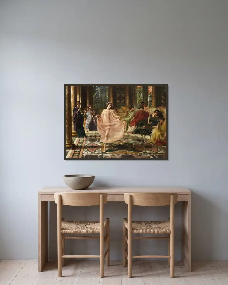 Den joniska dansen av Edward John Poynter inramad på en vägg