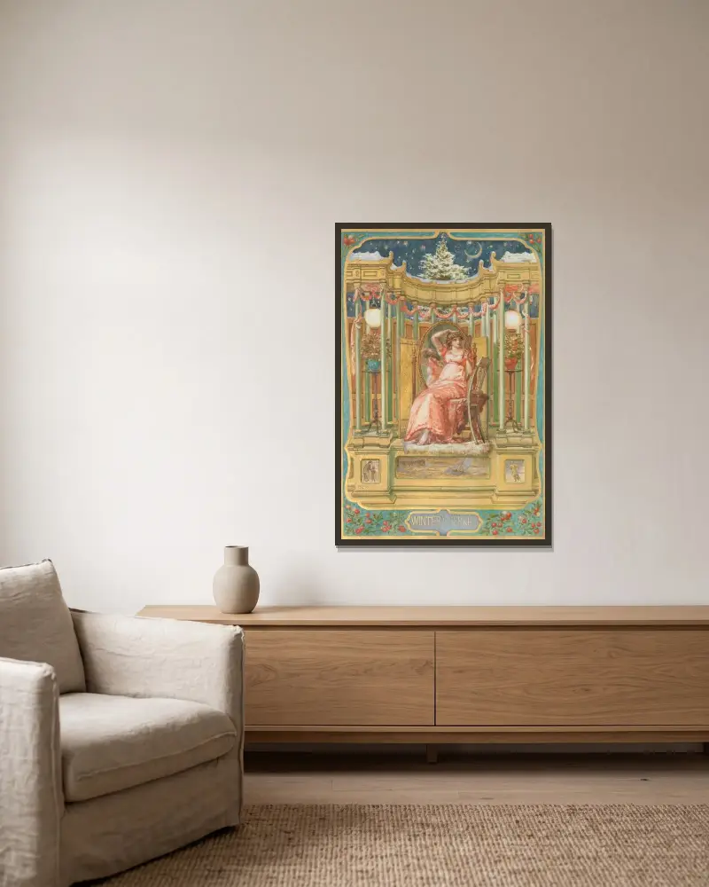 Winterkirschen von Edward John Poynter gerahmt an einer Wand