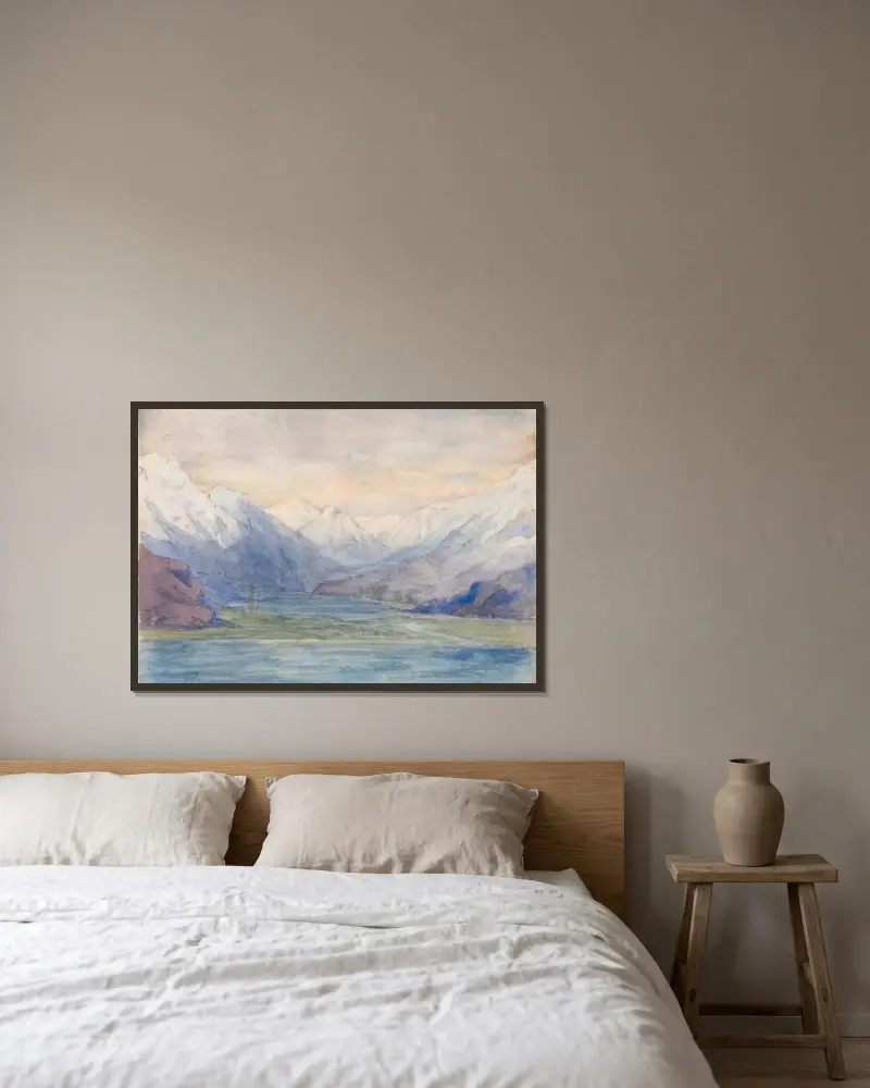 Berglandschaft von John Ruskin gerahmt an einer Wand