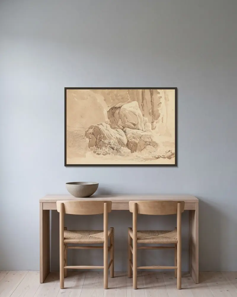 Die Borghese-Gärten von John Ruskin gerahmt an einer Wand