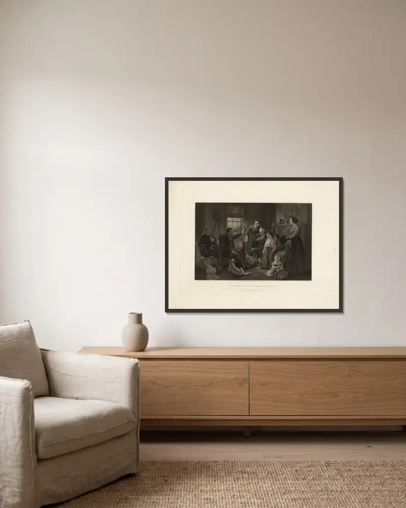 Wie wir die Schlacht gewannen von John Sartain gerahmt an einer Wand