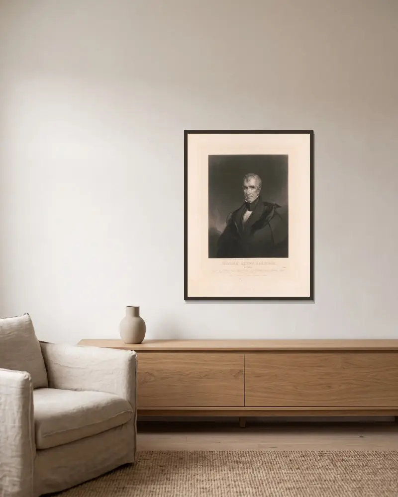 William Henry Harrison från Ohio av John Sartain inramad på en vägg