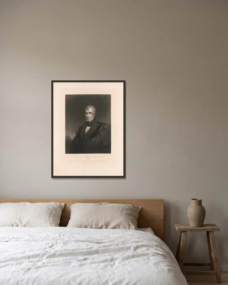 William Henry Harrison från Ohio av John Sartain inramad på en vägg