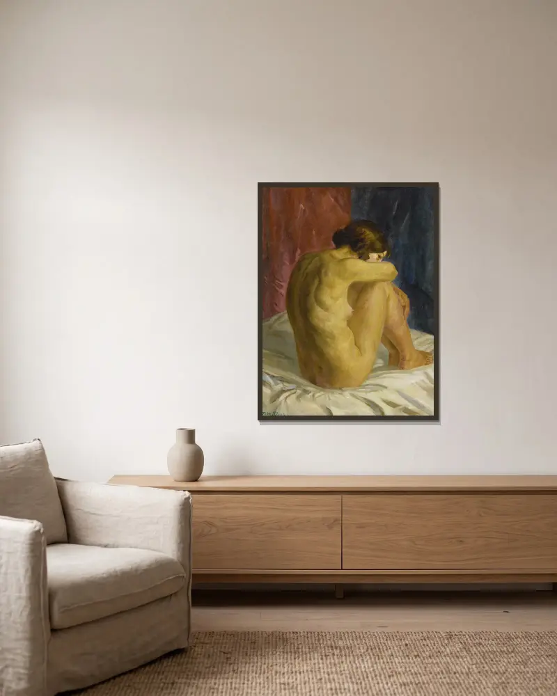 Akt odwracająca się, John Sloan w ramie na ścianie
