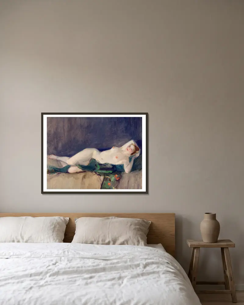 Akt z zielonym szalem, John Sloan w ramie na ścianie
