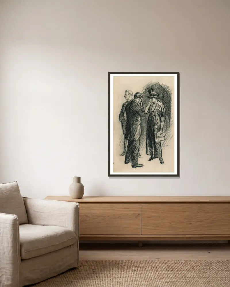 –Told her the bill was lost. She cried av John Sloan inramad på en vägg