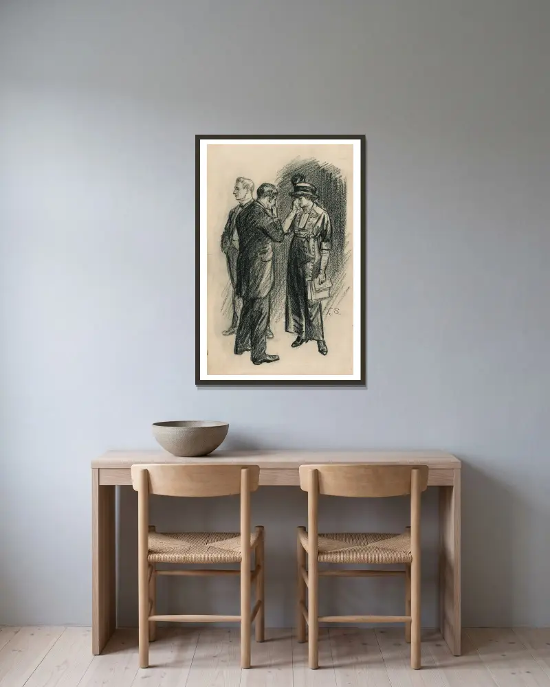 –Told her the bill was lost. She cried av John Sloan inramad på en vägg