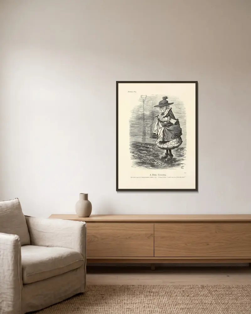 A Dirty Crossing, Sir John Tenniel w ramie na ścianie