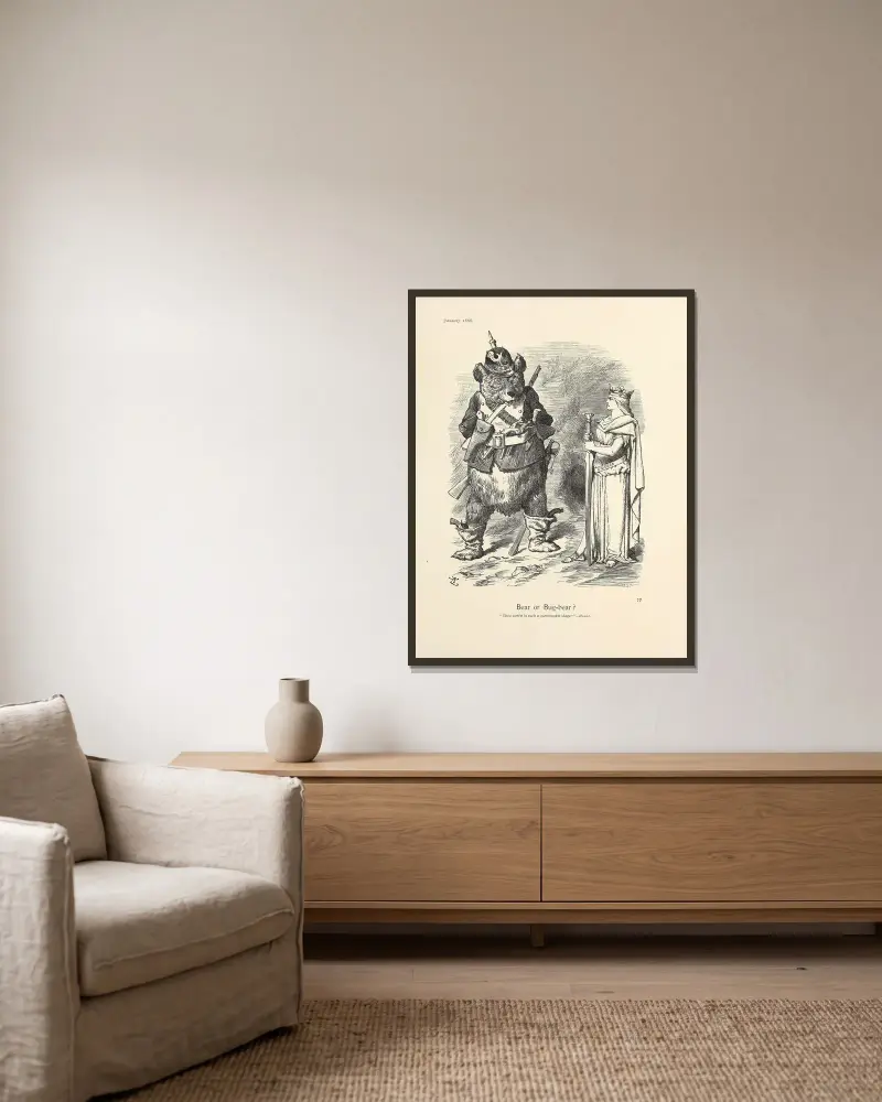 Bear or Bug-Bear av Sir John Tenniel inramad på en vägg