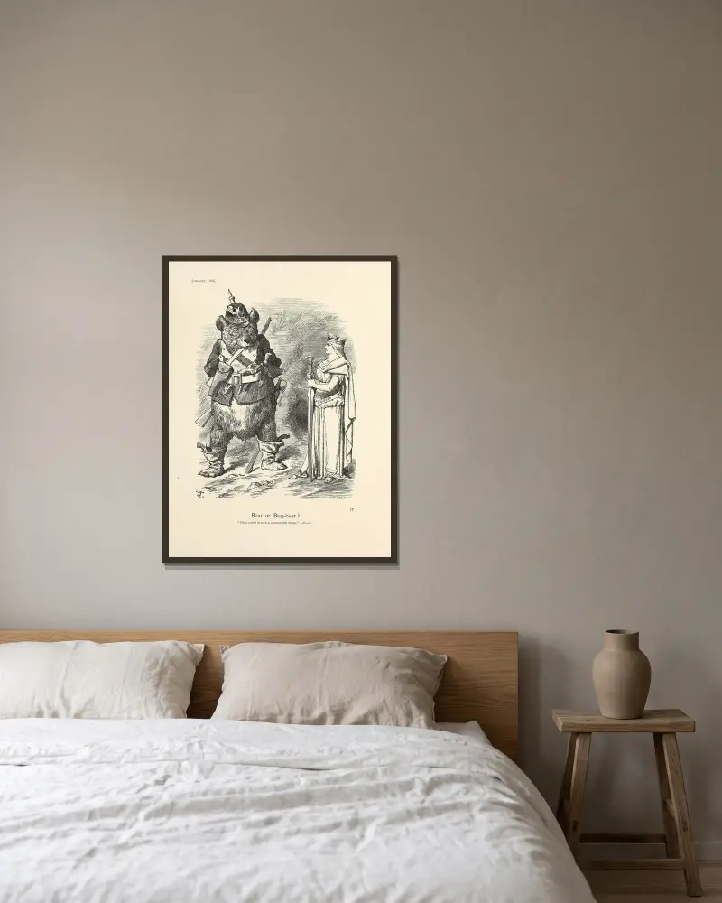 Bear or Bug-Bear av Sir John Tenniel inramad på en vägg