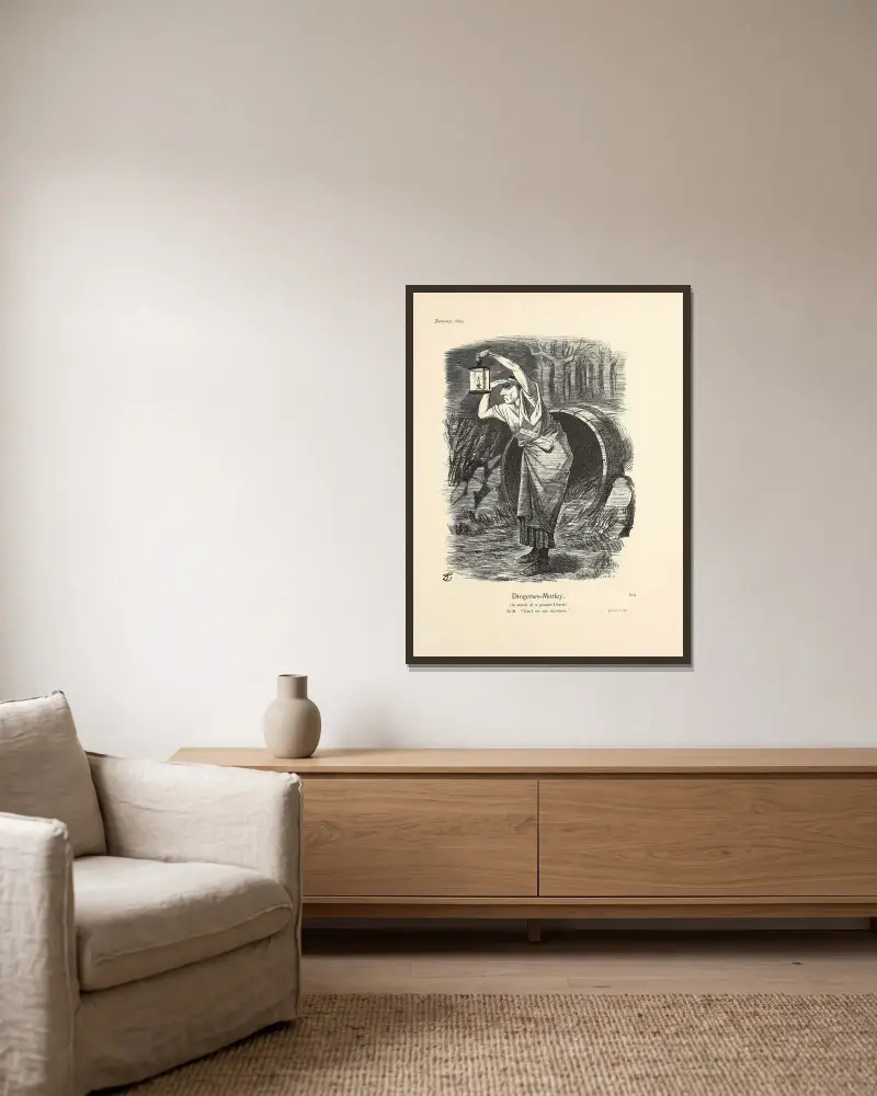 Diogenes-Morley av Sir John Tenniel inramad på en vägg