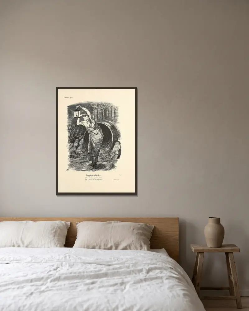 Diogenes-Morley av Sir John Tenniel inramad på en vägg