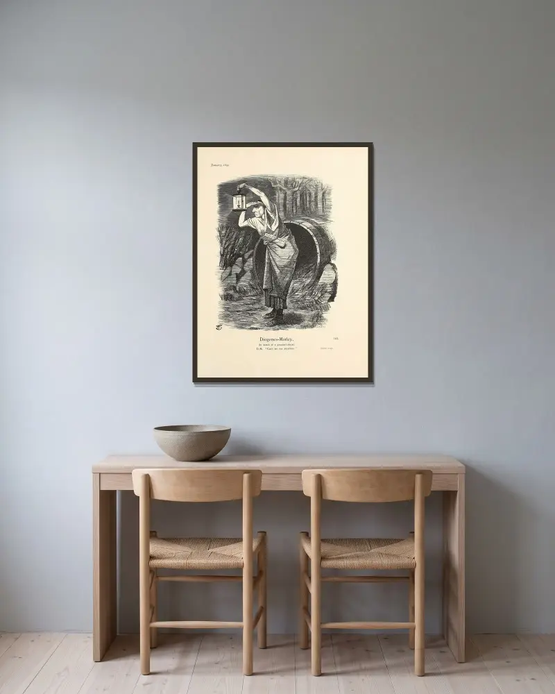 Diogenes-Morley av Sir John Tenniel inramad på en vägg
