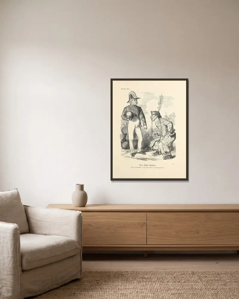 New Elgin Marbles av Sir John Tenniel inramad på en vägg