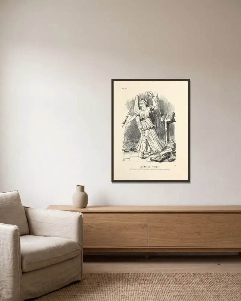 Our Protean Premier! von Sir John Tenniel gerahmt an einer Wand