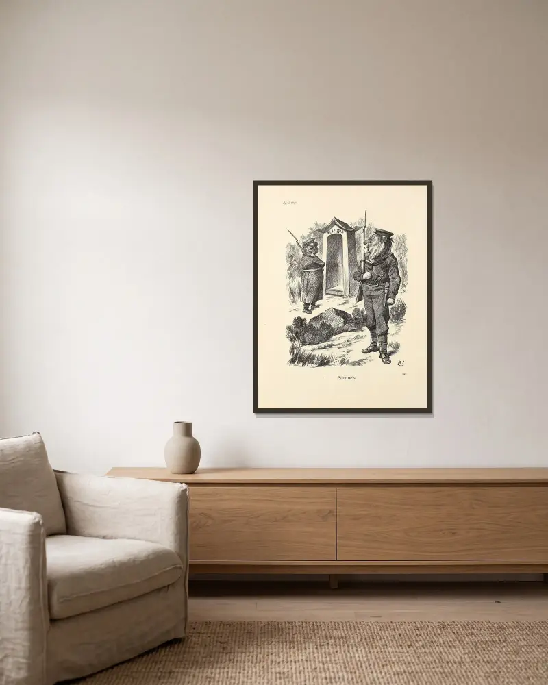 Sentinels von Sir John Tenniel gerahmt an einer Wand