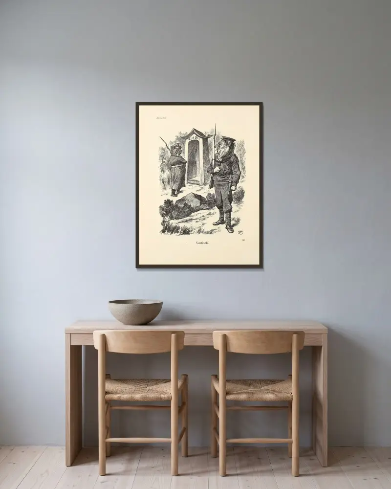 Sentinels von Sir John Tenniel gerahmt an einer Wand