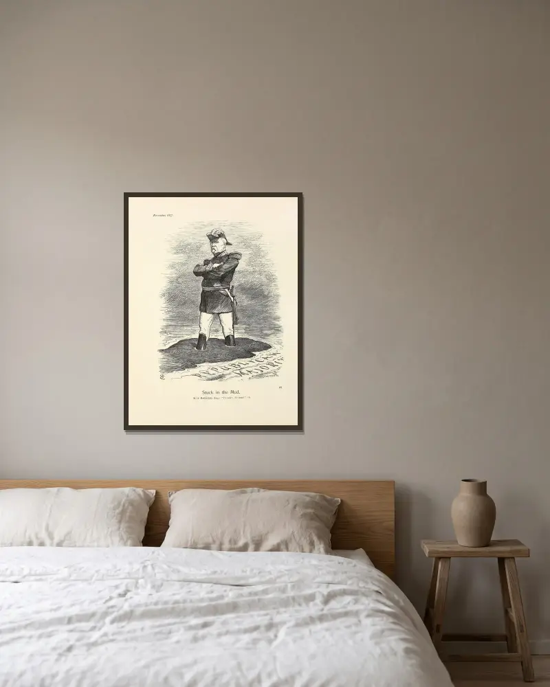 Fast i gyttjan av Sir John Tenniel inramad på en vägg