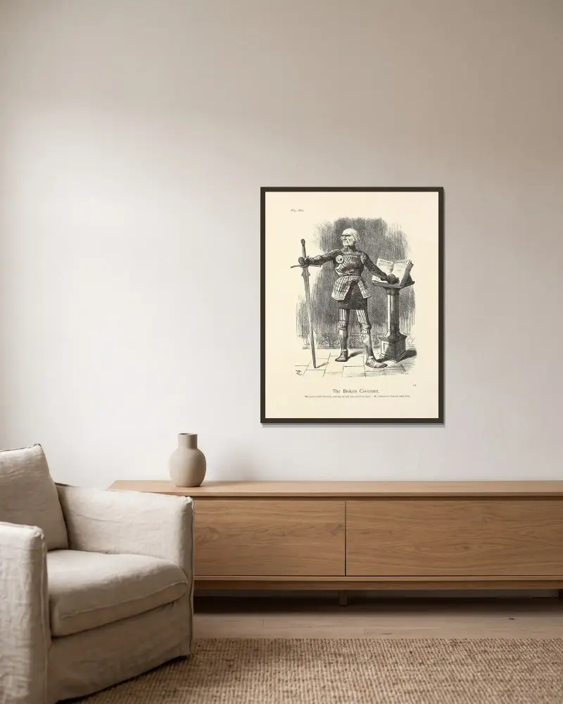 The Broken Covenant av Sir John Tenniel inramad på en vägg