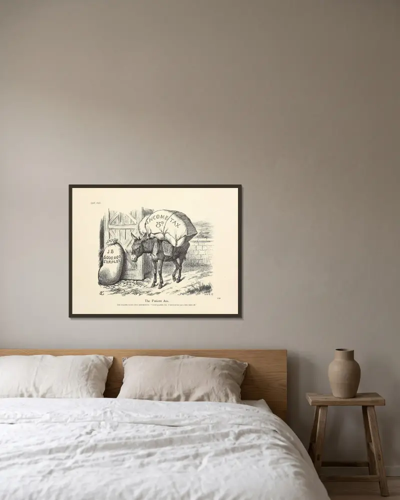 Den tålmodige åsnan av Sir John Tenniel inramad på en vägg