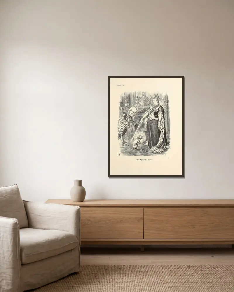 The Queen’s Year! von Sir John Tenniel gerahmt an einer Wand