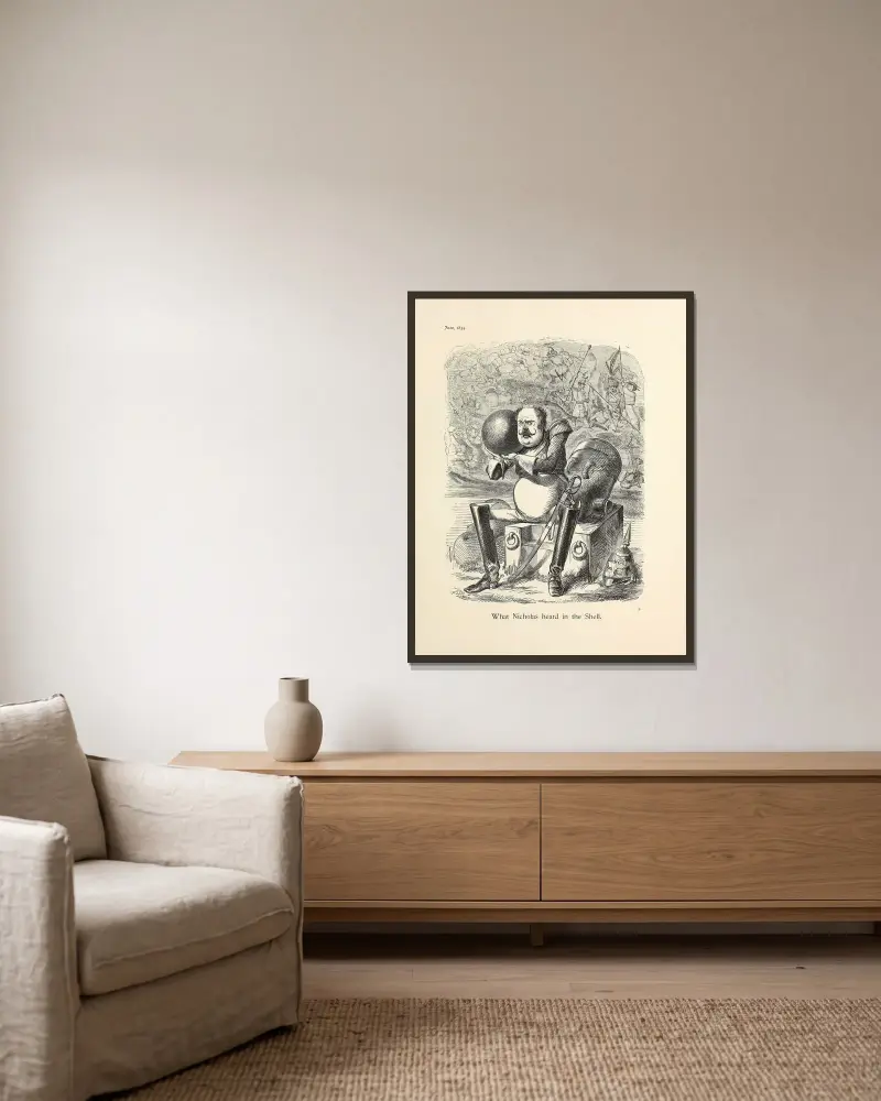 Vad Nicholas hörde i snäckan av Sir John Tenniel inramad på en vägg