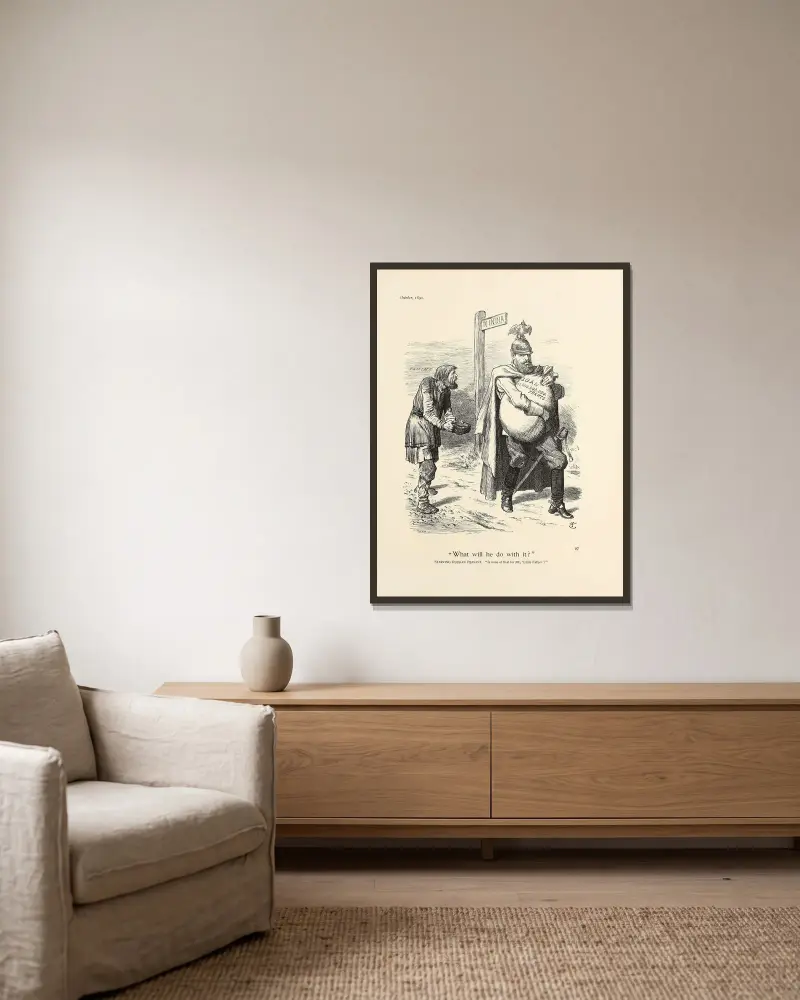Vad ska han göra med det av Sir John Tenniel inramad på en vägg